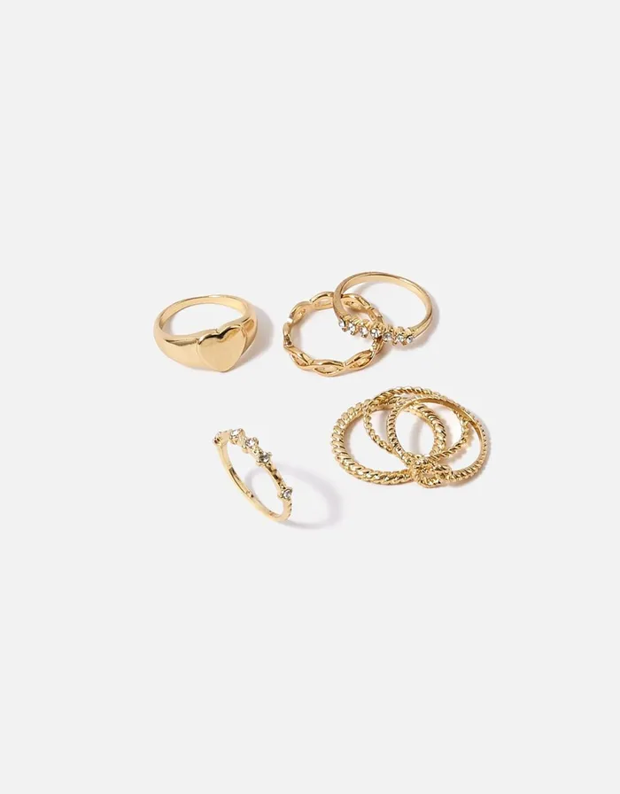 Accessorize Hearts Stacking Ring Set White Crystal Women Rings