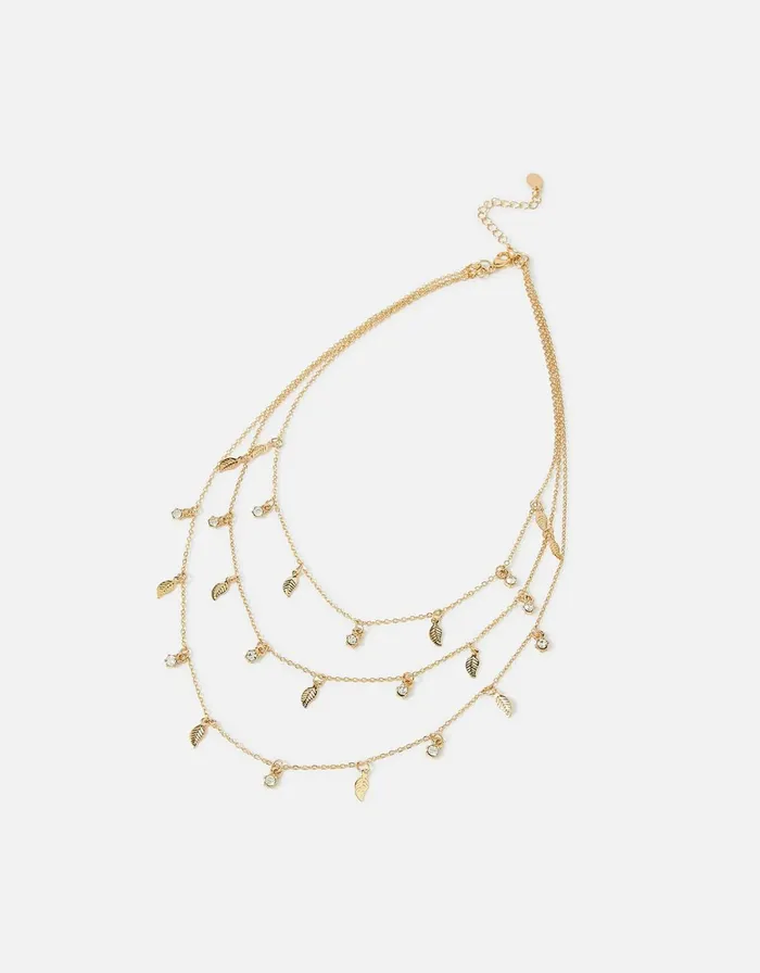 Accessorize Leaf Station Multirow Necklace Women Necklaces
