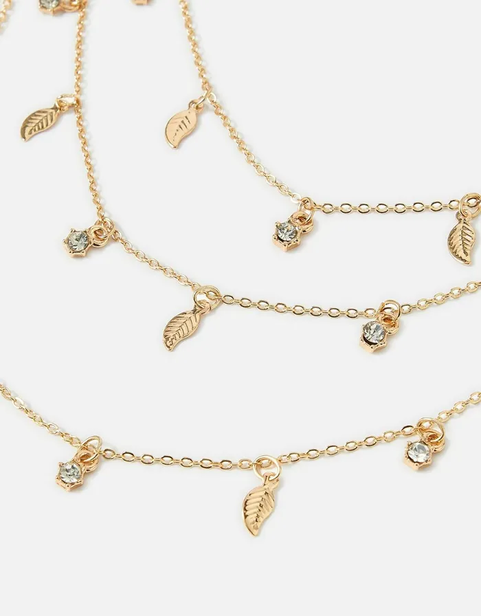 Accessorize Leaf Station Multirow Necklace Women Necklaces