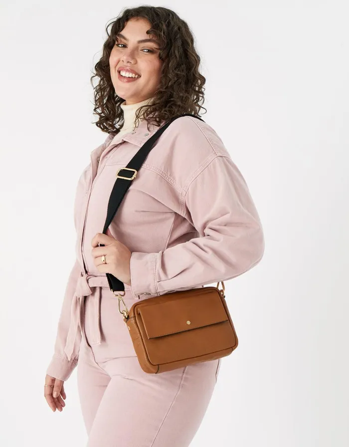Accessorize Leather CrossBody Camera Bag Tan Tan Women Leather Bags