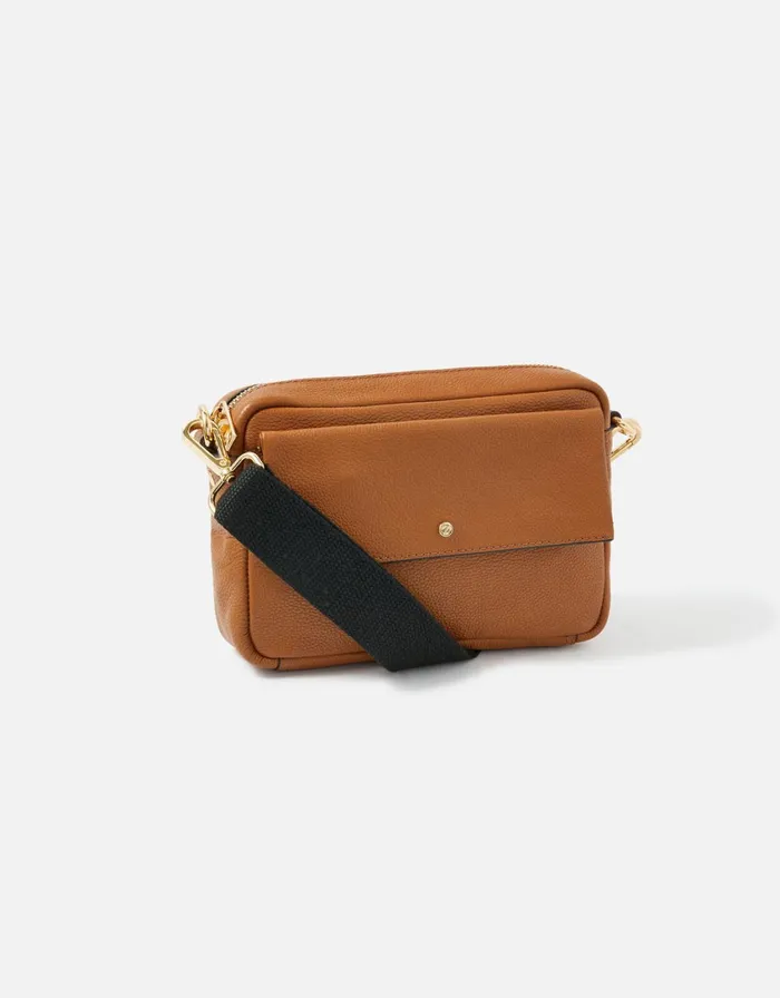 Accessorize Leather CrossBody Camera Bag Tan Tan Women Leather Bags