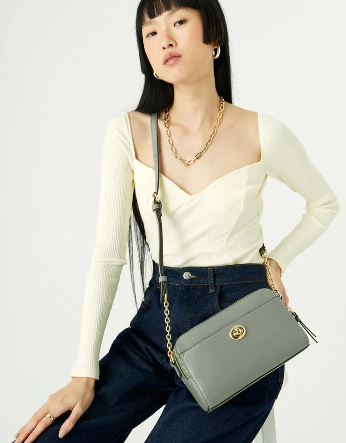 Accessorize Leona Lock CrossBody Bag Green Women CrossBody Bags