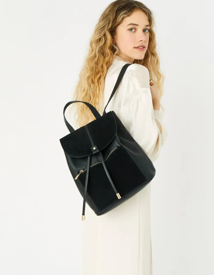 Accessorize Maggie Leather Backpack Black Women Leather Bags