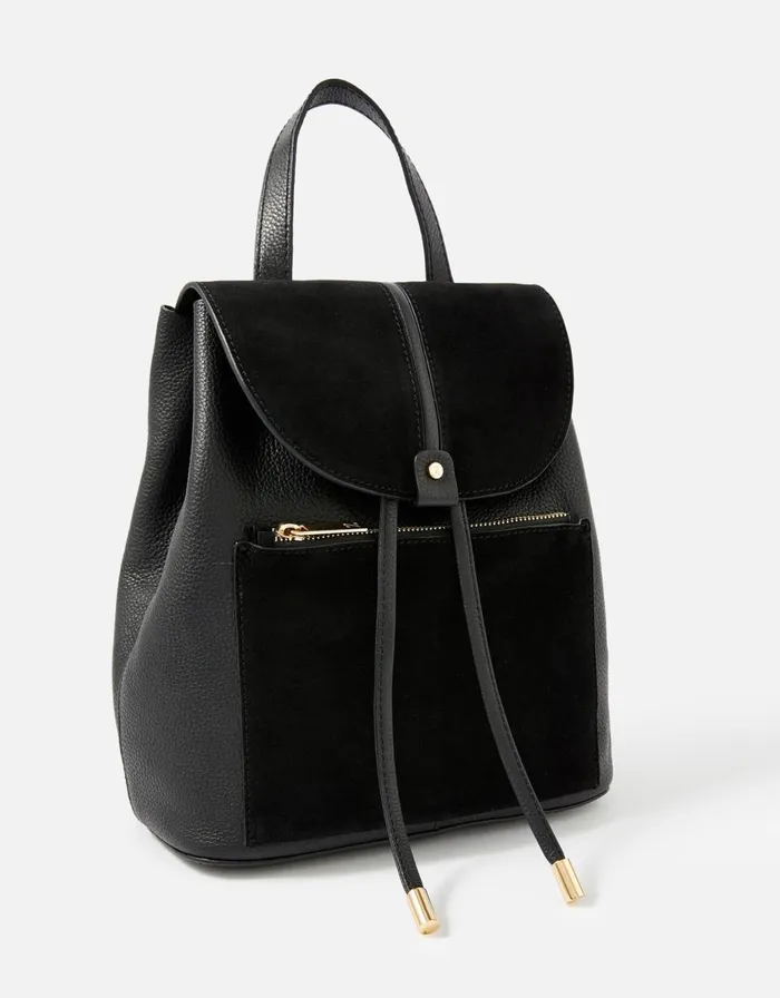 Accessorize Maggie Leather Backpack Black Women Leather Bags