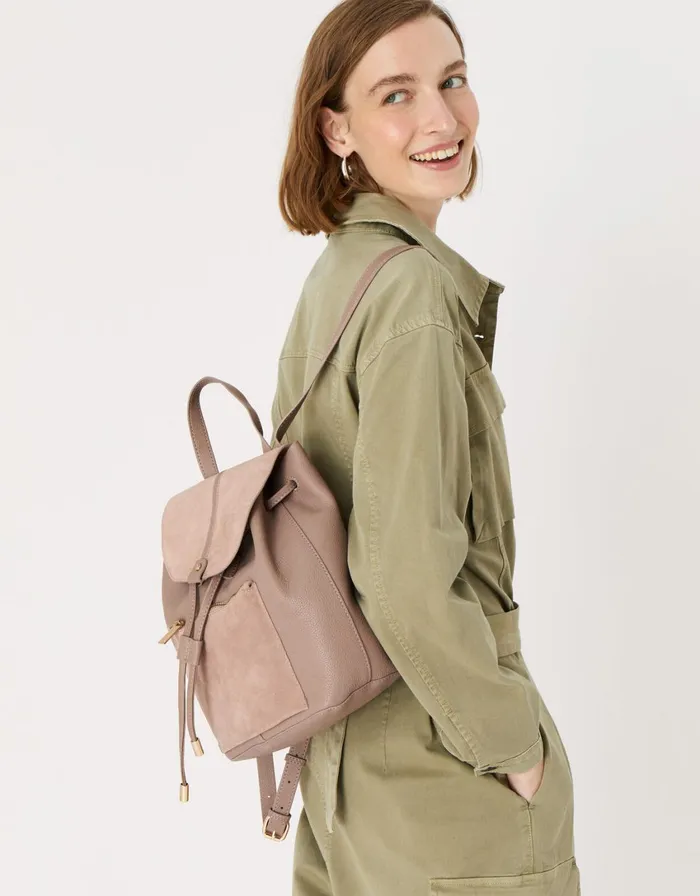Accessorize Maggie Leather Backpack Nude Nude Women Leather Bags