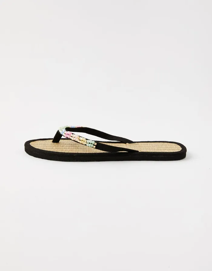 Accessorize MultiColoured Beaded Seagrass Multi Pastelmulti Women Sandals and Flip Flops