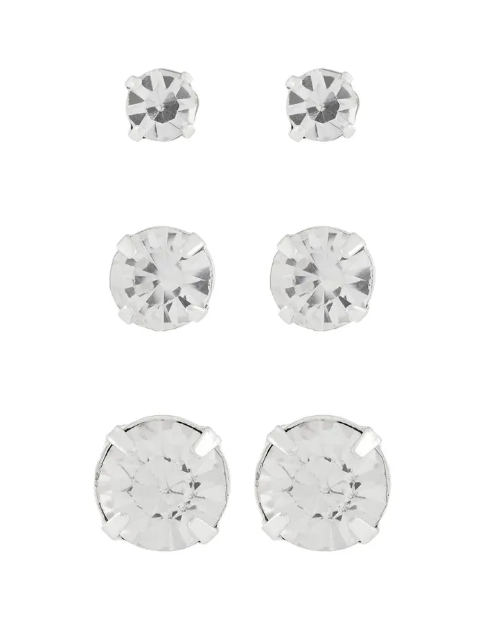 Accessorize MultiSize Crystal Stud Earring Set Women Earrings