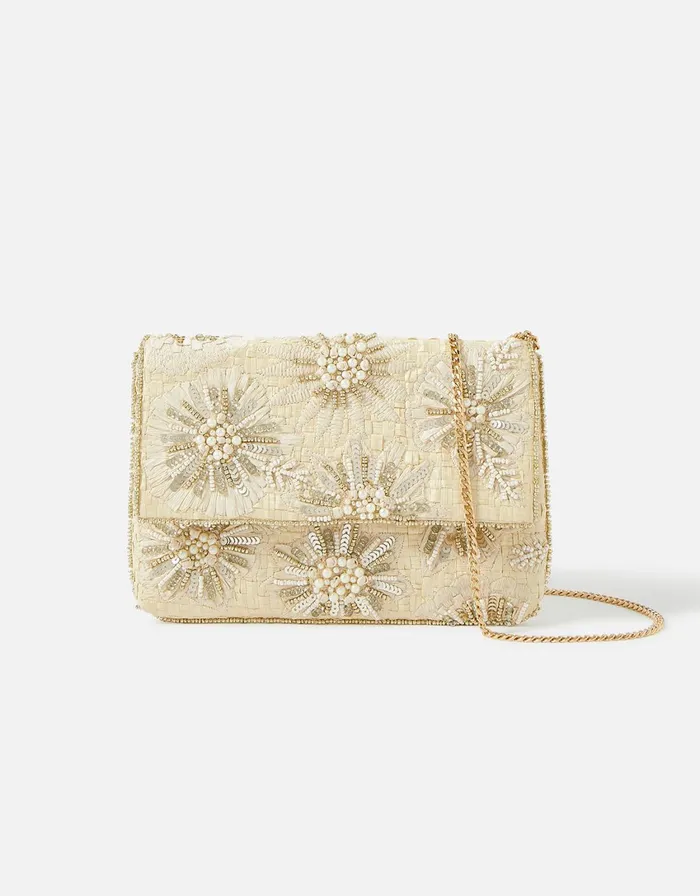 Accessorize Natural Embellished Clutch Bag Natural Women Clutch Bags