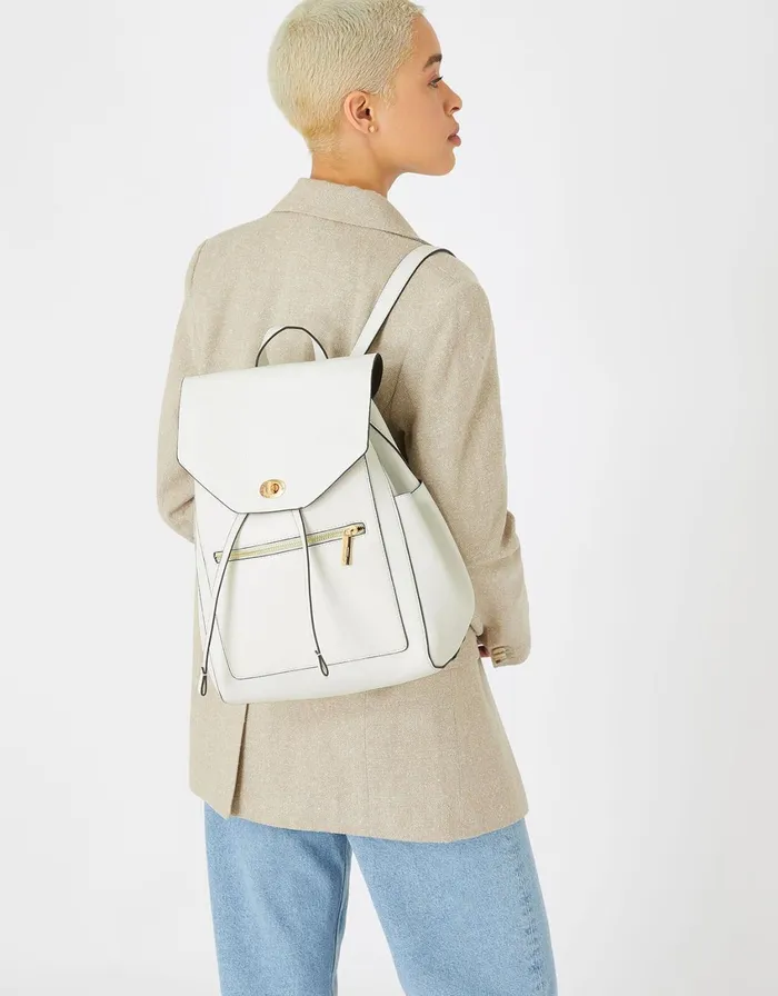 Accessorize Nikki Zip Backpack White Women Backpacks