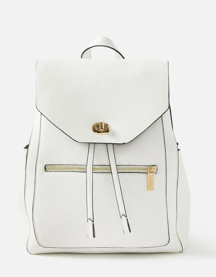 Accessorize Nikki Zip Backpack White Women Backpacks