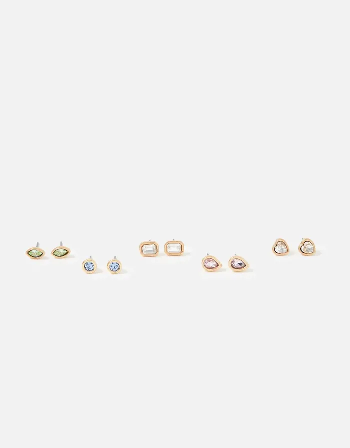 Accessorize Pastel Pop Mixed Shape Gem Stud Set Women Earrings