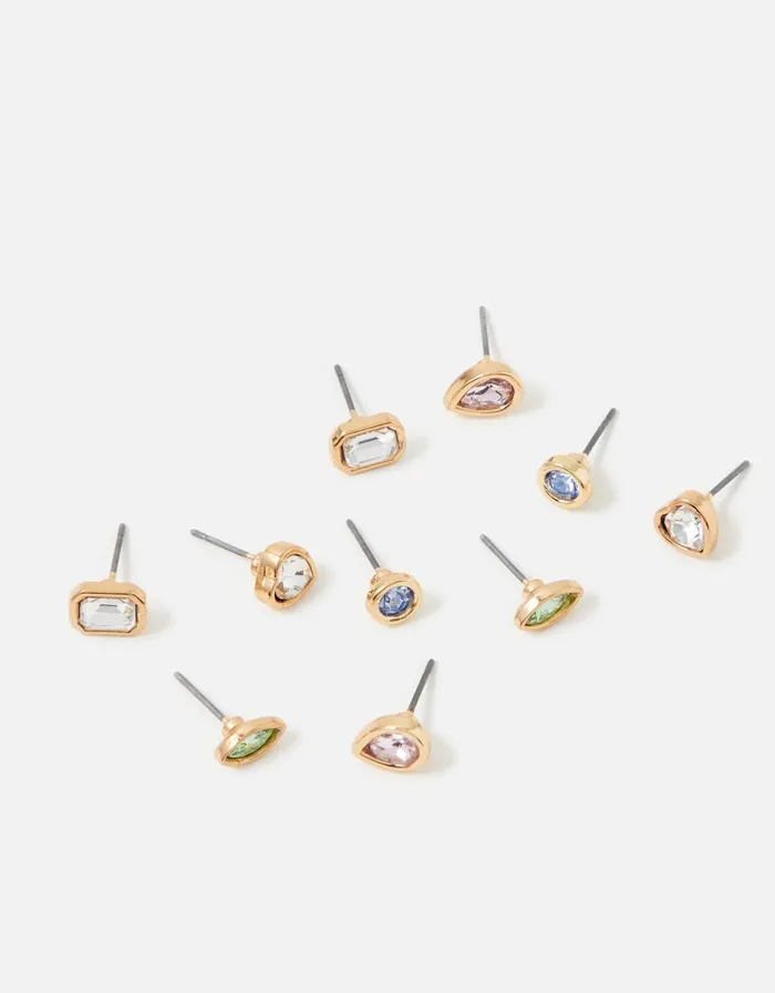 Accessorize Pastel Pop Mixed Shape Gem Stud Set Women Earrings