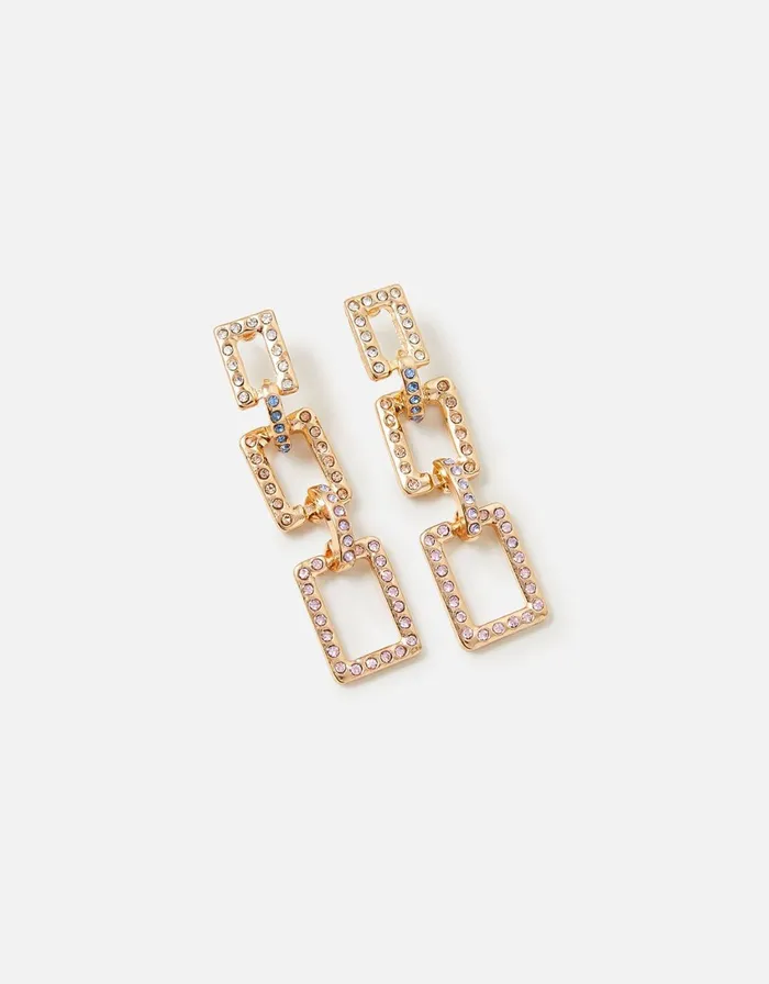Accessorize Pastel Pop Pave Link Square Drop Earrings Women Earrings
