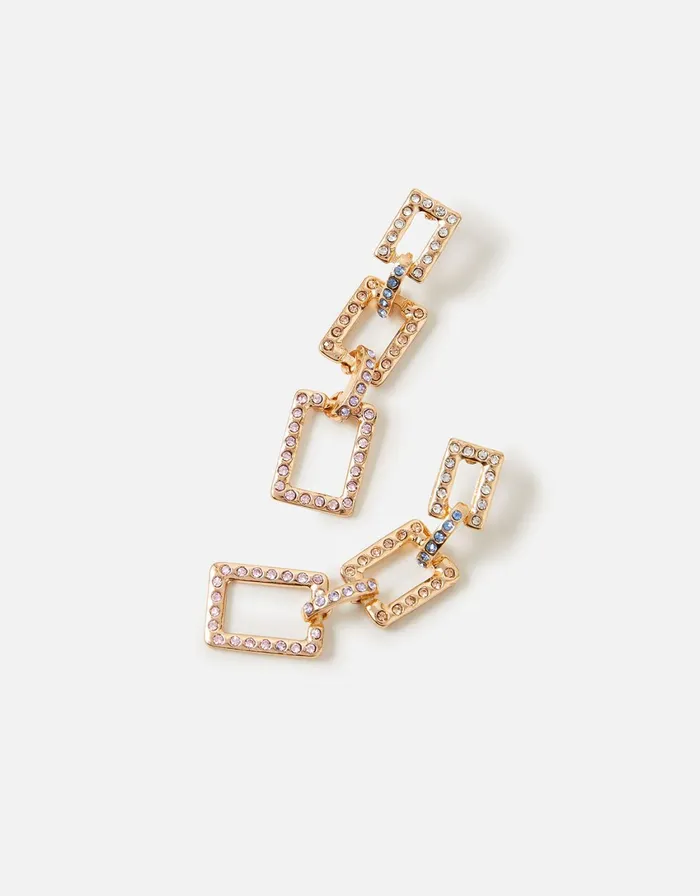 Accessorize Pastel Pop Pave Link Square Drop Earrings Women Earrings