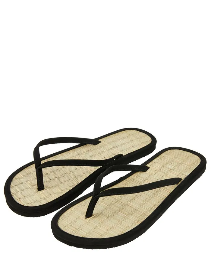 Accessorize Plain Seagrass Flip Flops Black Black Women Sandals and Flip Flops