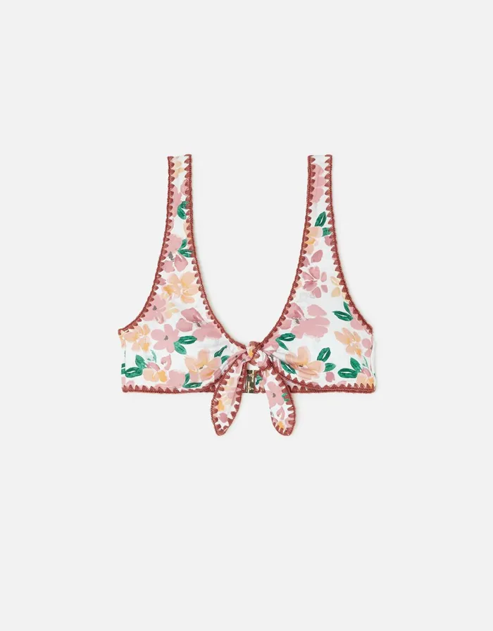 Accessorize Pretty Floral Blanket Stitch Bikini Top Multi Pastelmulti Women Bikinis
