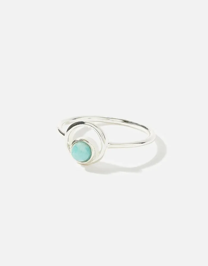 Accessorize Recycled Sterling Silver Amazonite Circle Ring Silver St Silver Women Rings