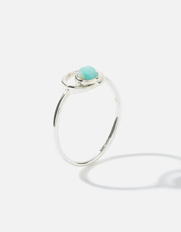Accessorize Recycled Sterling Silver Amazonite Circle Ring Silver St Silver Women Rings