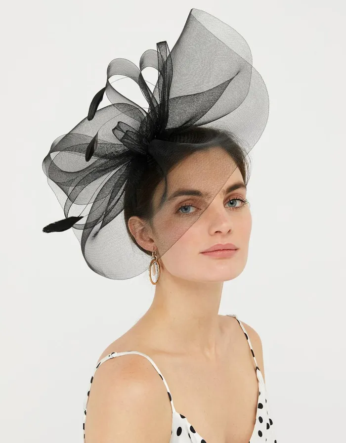 Accessorize Rhea Oversized Bow Fascinator Headband Black Black Women Hats