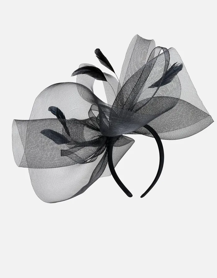 Accessorize Rhea Oversized Bow Fascinator Headband Black Black Women Hats