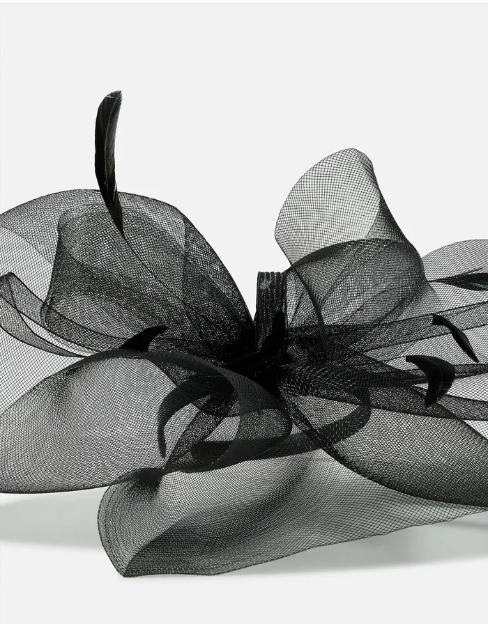 Accessorize Rhea Oversized Bow Fascinator Headband Black Black Women Hats