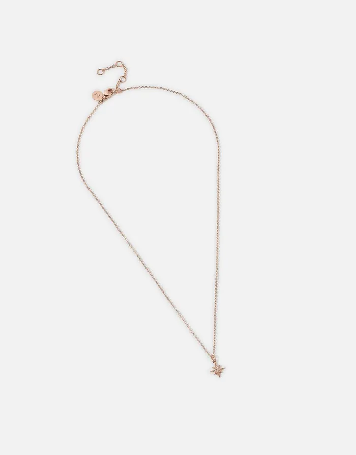 Accessorize Rose GoldPlated Sparkle Star Pendant Necklace Women Necklaces