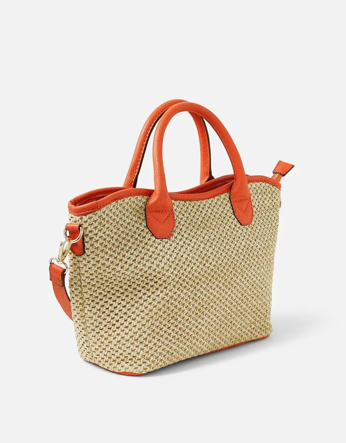 Accessorize Rosie Raffia Handheld Bag Orange Orange Women Top Handle Bags