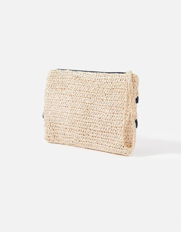 Accessorize Ruffle Raffia Clutch Bag Women Beach Bags