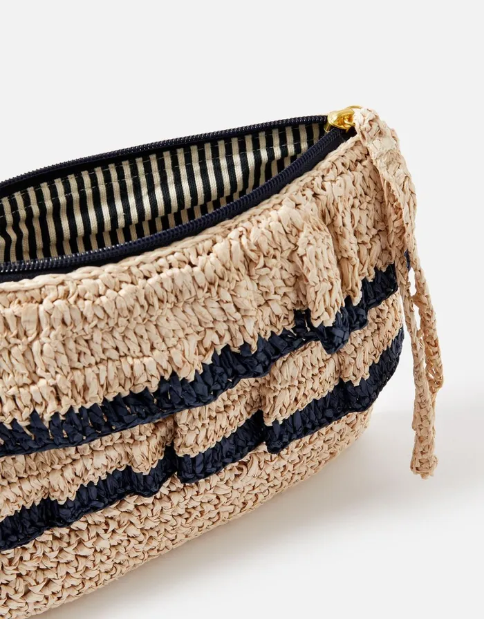 Accessorize Ruffle Raffia Clutch Bag Women Beach Bags