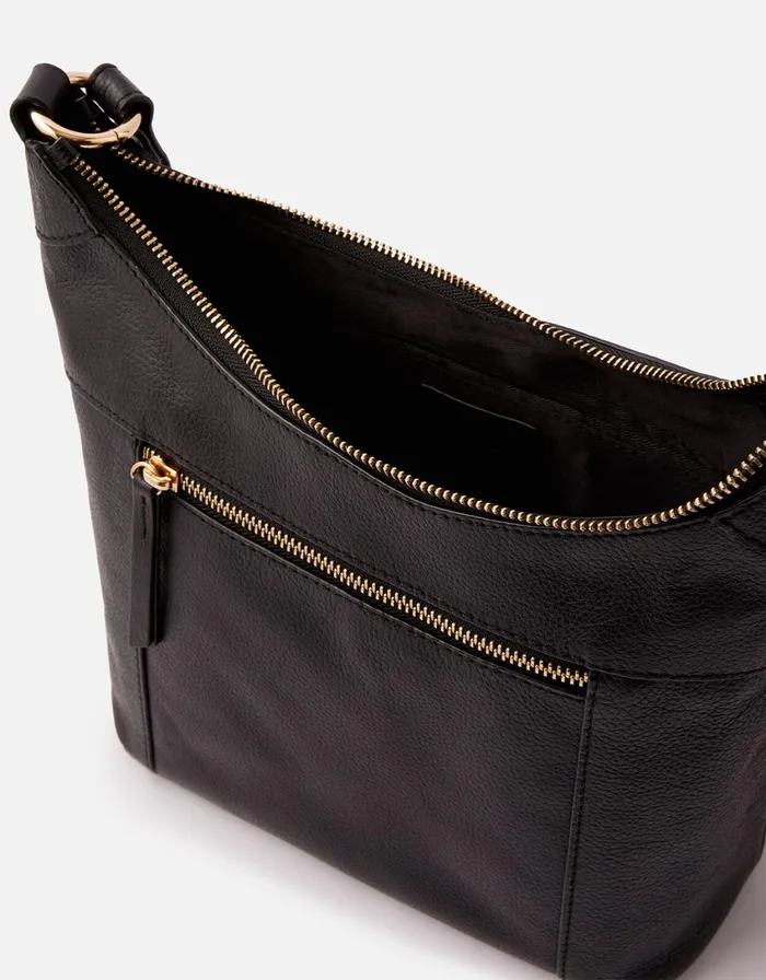Accessorize Sadie Leather Scoop Cross Body Black Women Leather Bags