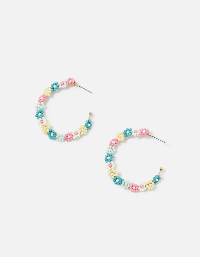 Accessorize Seascape Flower Beaded Hoops Women Earrings