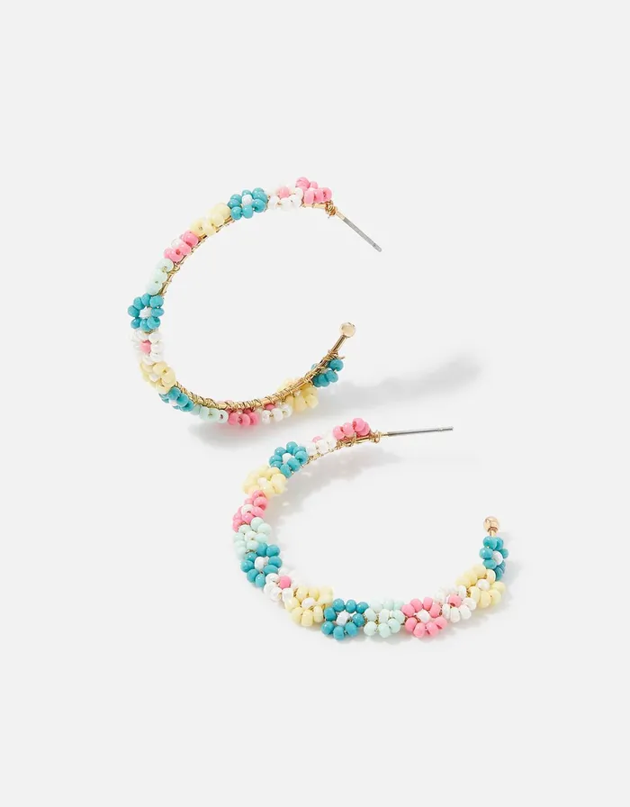 Accessorize Seascape Flower Beaded Hoops Women Earrings