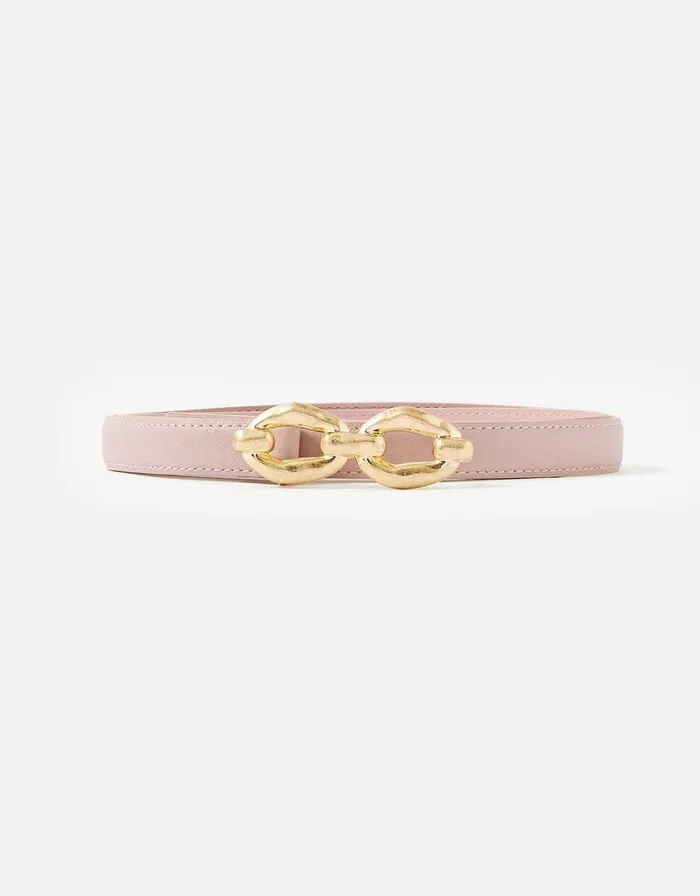 Accessorize Skinny Double Hoop Buckle Belt Nude Nude Women Belts