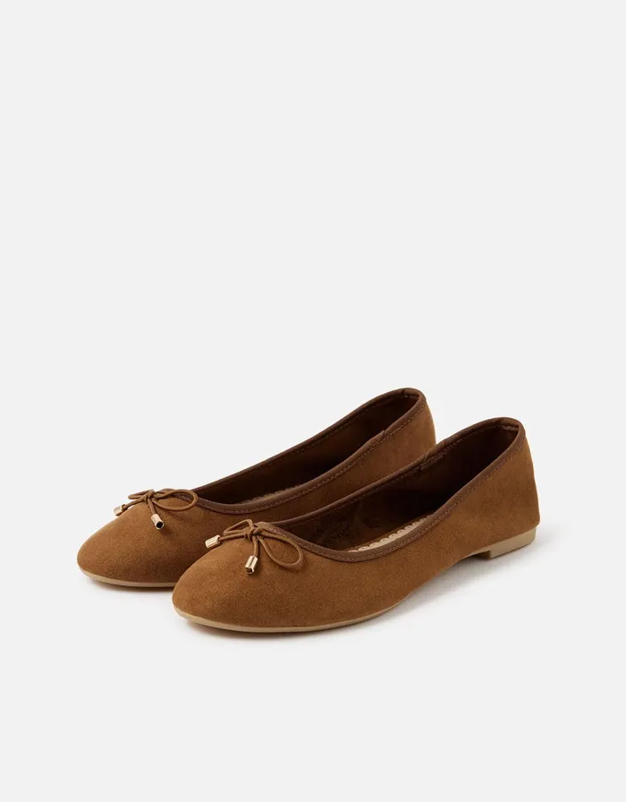 Accessorize Sophia Bow Ballerina Flats Tan Tan Women Flat Shoes