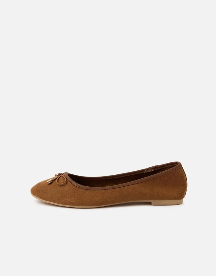 Accessorize Sophia Bow Ballerina Flats Tan Tan Women Flat Shoes