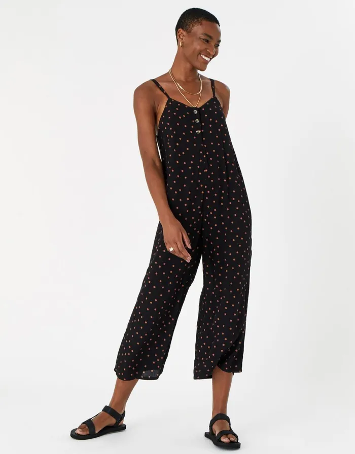Accessorize Spot Strappy Romper Black Black Women Jumpsuits and Playsuits