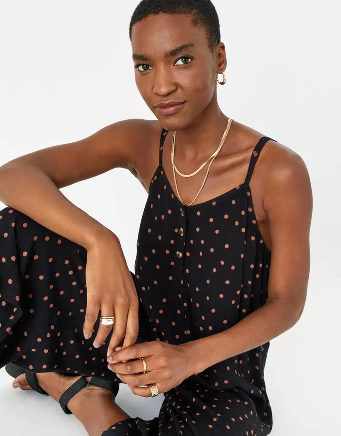 Accessorize Spot Strappy Romper Black Black Women Jumpsuits and Playsuits