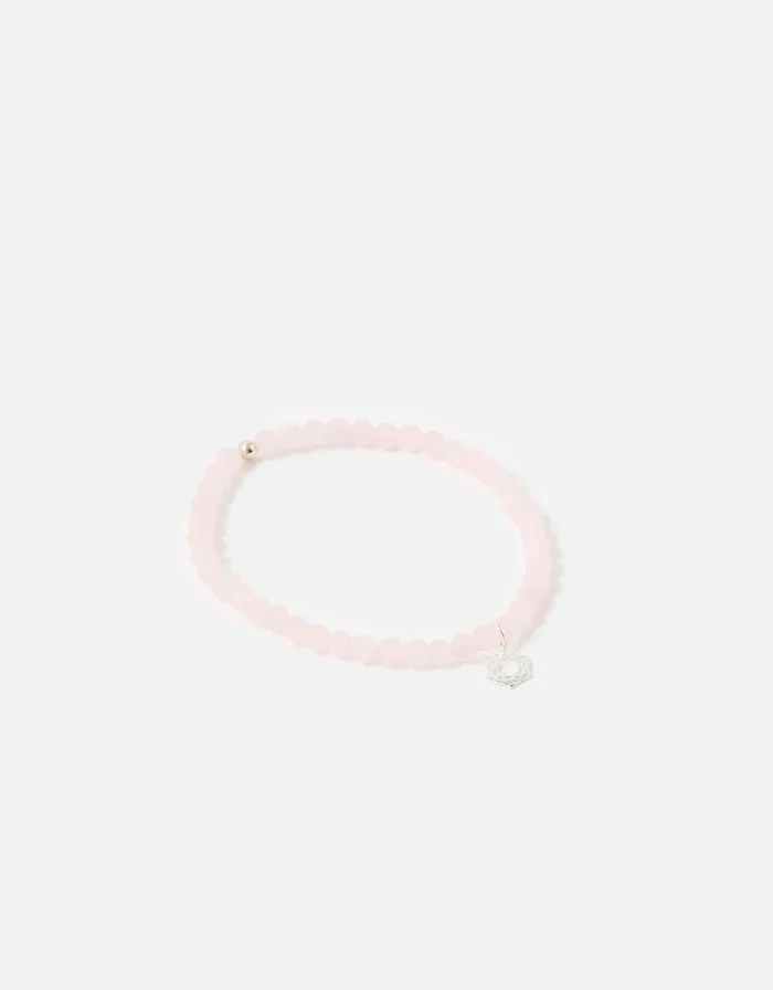 Accessorize Sterling Silver Crown Chakra Bracelet With Rose Quartz Women Bracelets