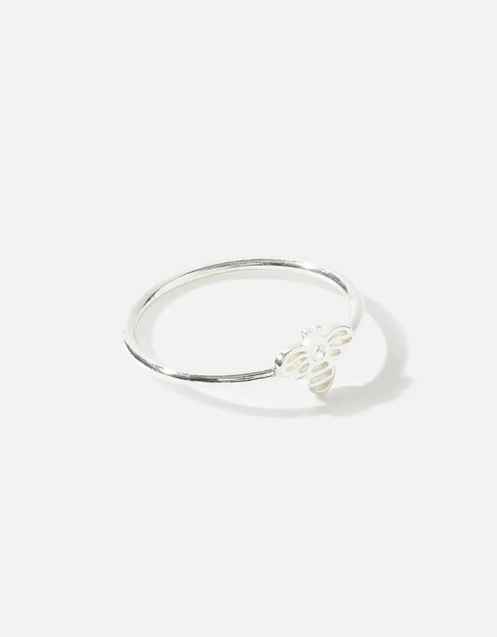 Accessorize Sterling Silver CutOut Bee Ring Silver St Silver Women Rings