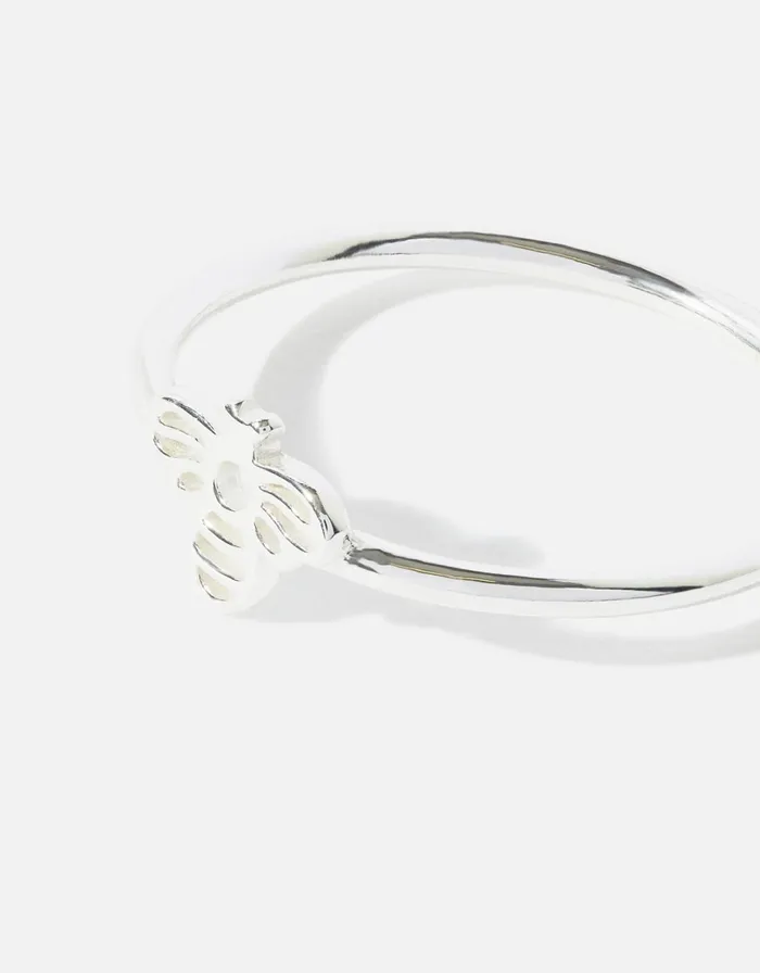 Accessorize Sterling Silver CutOut Bee Ring Silver St Silver Women Rings