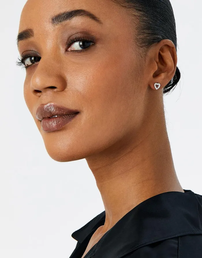 Accessorize Sterling Silver CutOut Heart Studs Women Earrings