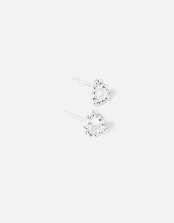 Accessorize Sterling Silver CutOut Heart Studs Women Earrings