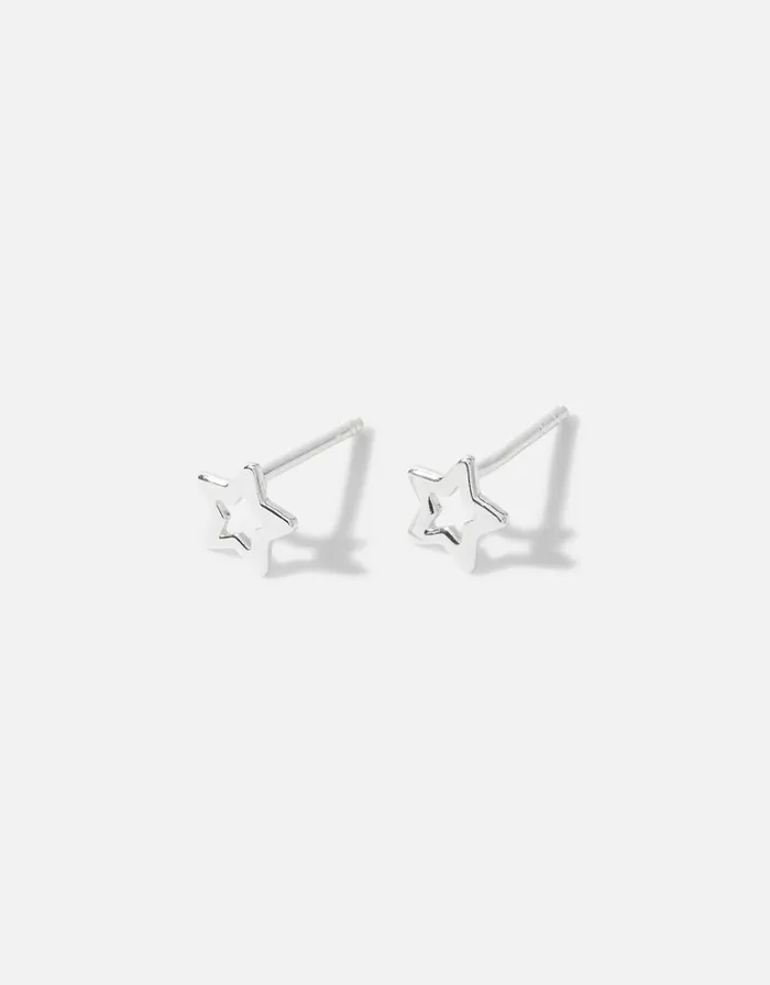 Accessorize Sterling Silver Cut Out Star Stud Earrings Women Earrings