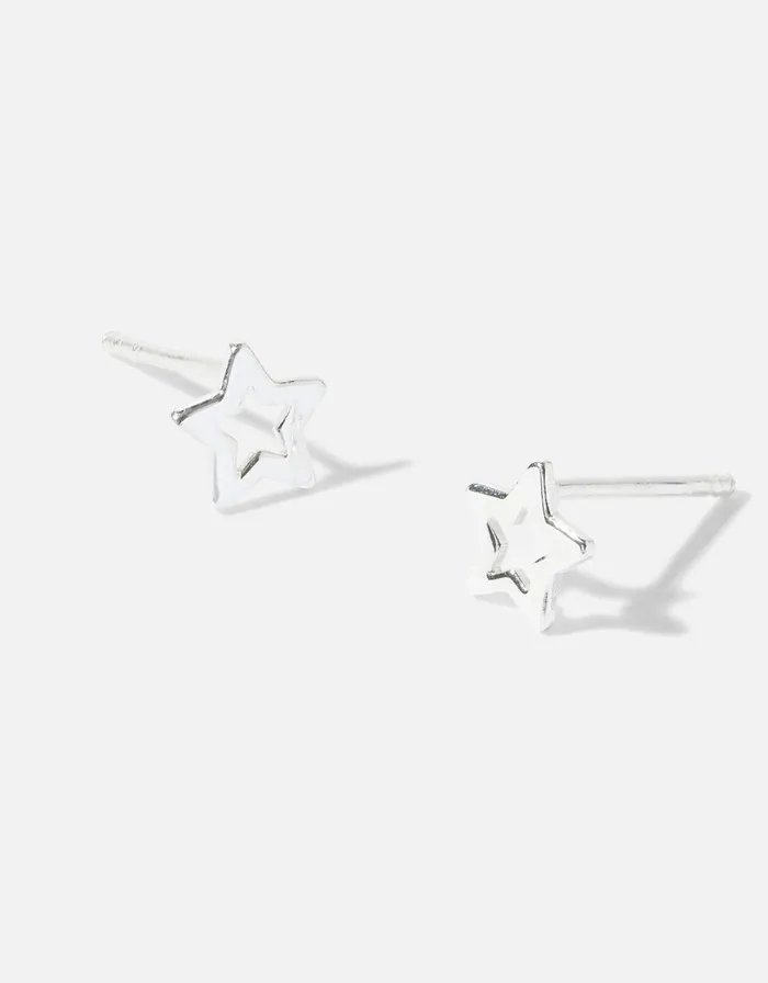 Accessorize Sterling Silver Cut Out Star Stud Earrings Women Earrings