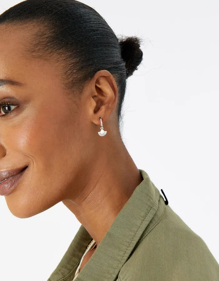 Accessorize Sterling Silver Deco Stone Hoops Women Earrings