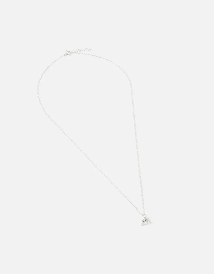 Accessorize Sterling Silver Diamant Triangle Pendant Necklace Women Necklaces