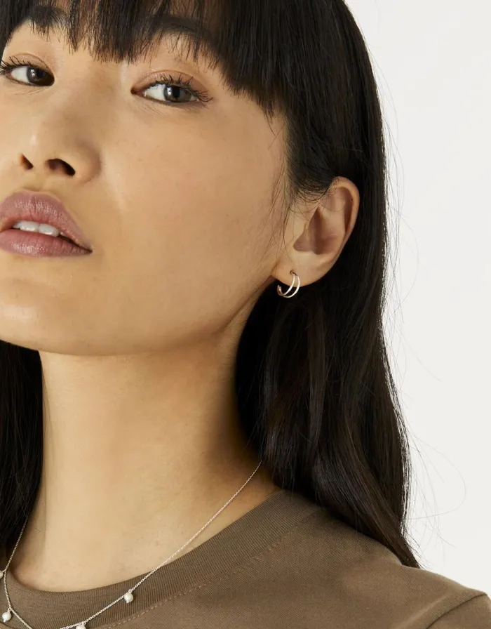 Accessorize Sterling Silver Double Hoops Women Earrings