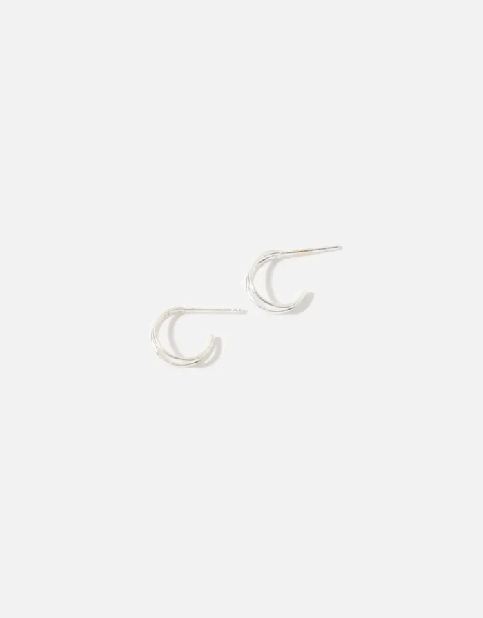 Accessorize Sterling Silver Double Hoops Women Earrings