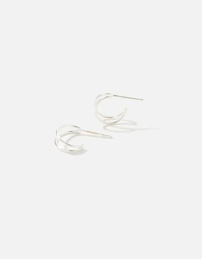 Accessorize Sterling Silver Double Hoops Women Earrings