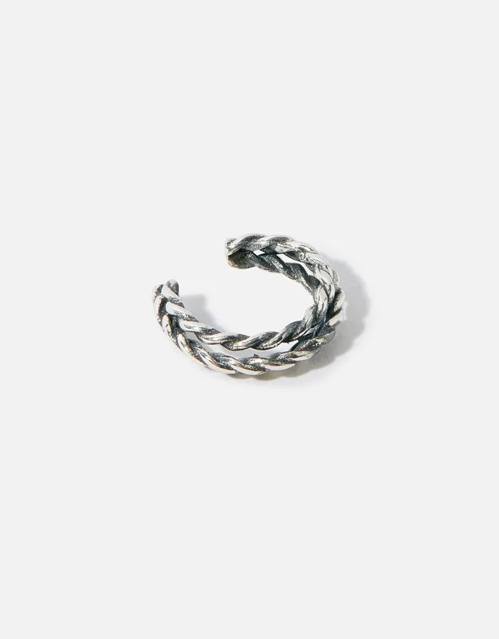 Accessorize Sterling Silver Oxidised Rope Ear Cuff Women Earrings